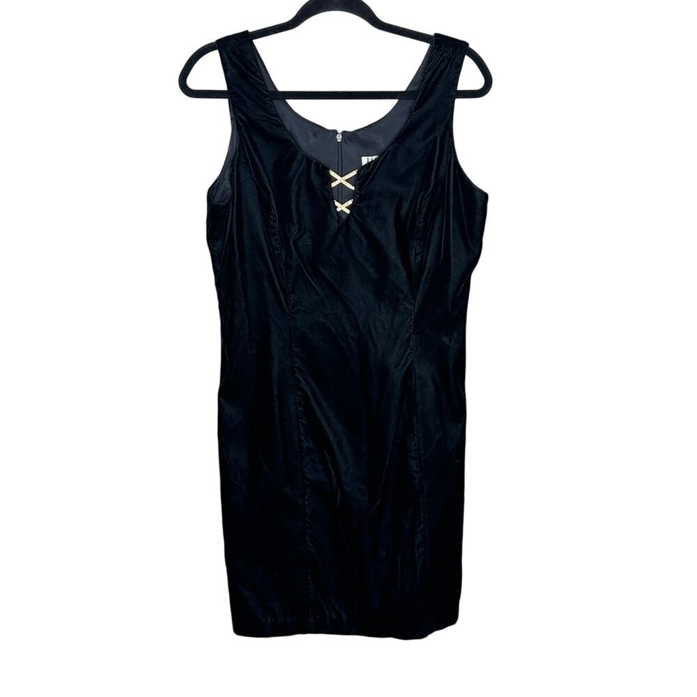 Vintage Rampage 90s Y2K Black Velvet Rhinestone Dress Whimsygoth Goth Party 11